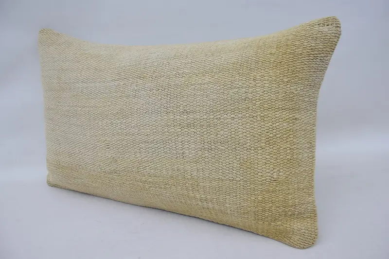 Throw Kilim Pillow, Cushion Cover, Decorative Bolster Cushion Cover, Antique Pillows, 12x20 Beige Cushion, Pillow for Sofa - 3