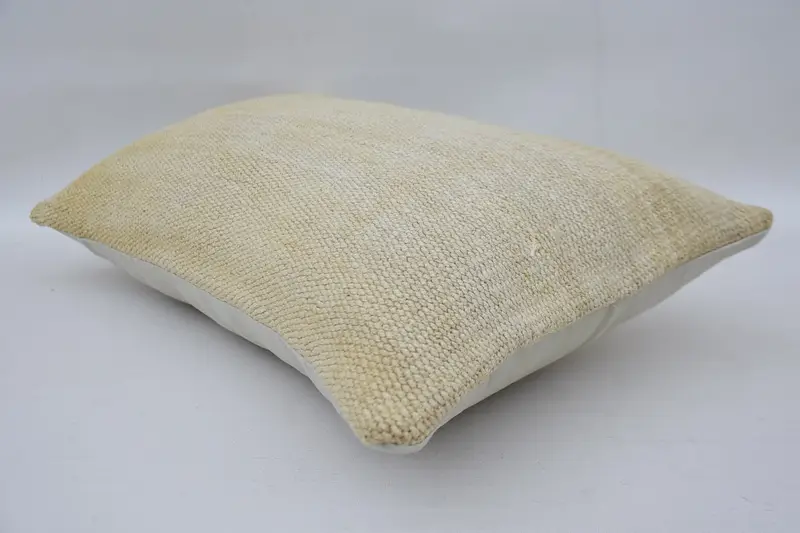 Throw Kilim Pillow, Cushion Cover, Decorative Bolster Cushion Cover, Antique Pillows, 12x20 Beige Cushion, Pillow for Sofa - 6