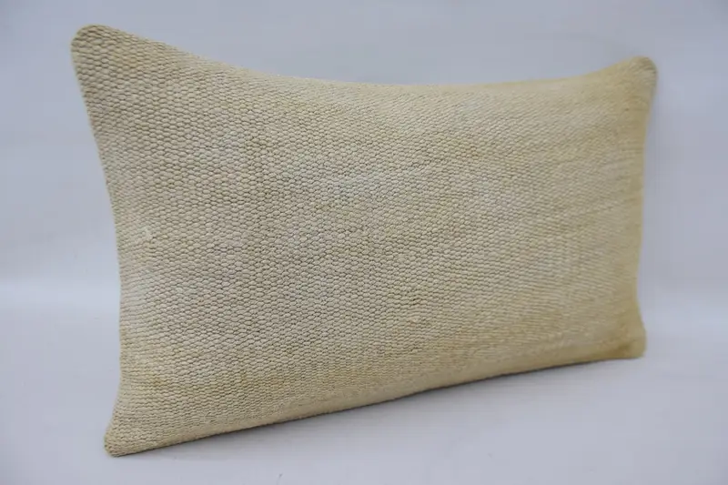 Throw Kilim Pillow, Cushion Cover, Decorative Bolster Cushion Cover, Antique Pillows, 12x20 Beige Cushion, Pillow for Sofa - 2