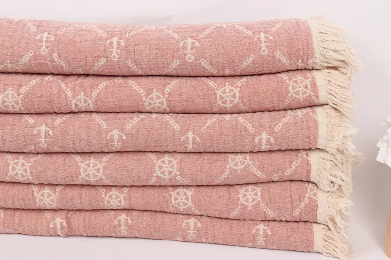 88x68 Cotton Marine Design Towel, Throw Blanket Couch, Tablecloth, Custom Wedding Gift From Bridesmaid, Housewarming Gift, Spa Gift - 3