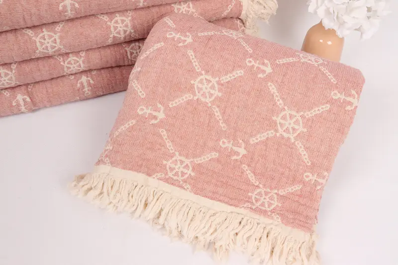 88x68 Cotton Marine Design Towel, Throw Blanket Couch, Tablecloth, Custom Wedding Gift From Bridesmaid, Housewarming Gift, Spa Gift - 4