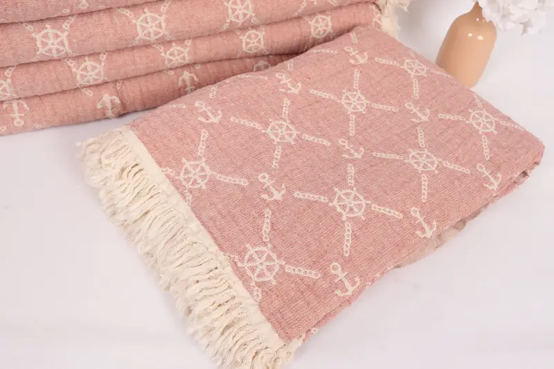 88x68 Cotton Marine Design Towel, Throw Blanket Couch, Tablecloth, Custom Wedding Gift From Bridesmaid, Housewarming Gift, Spa Gift - 5