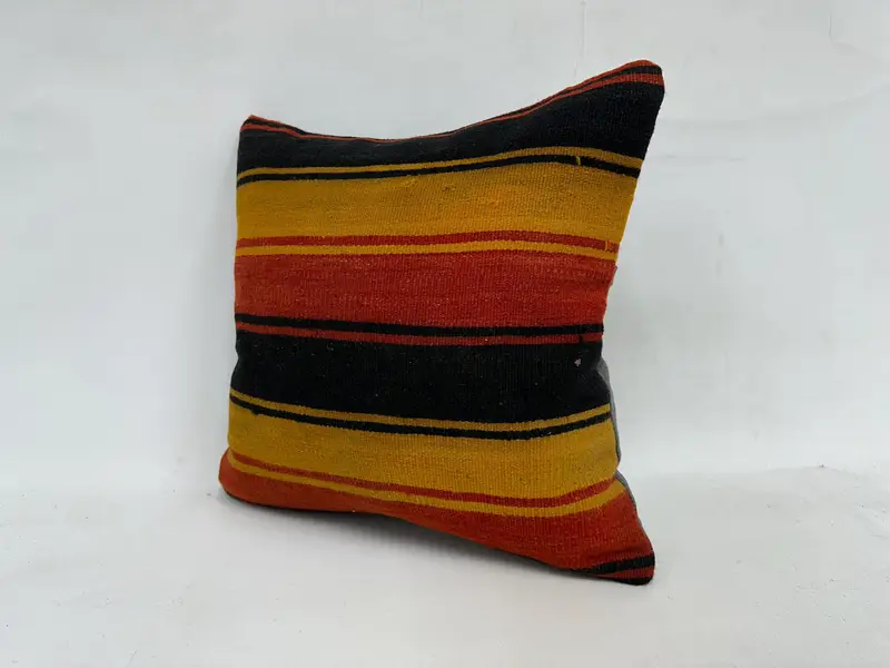 Cushion Case, Kilim Pillow, Neutral Throw Pillow Sham, Aesthetic Pillow Sham, Gift Pillow, Vintage Kilim Pillow, 20x20 Red Pillow - 4