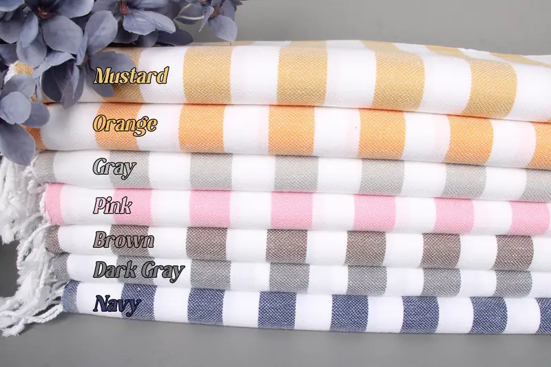 Personalized Dish Towel Cotton Striped, Beige, 20x44