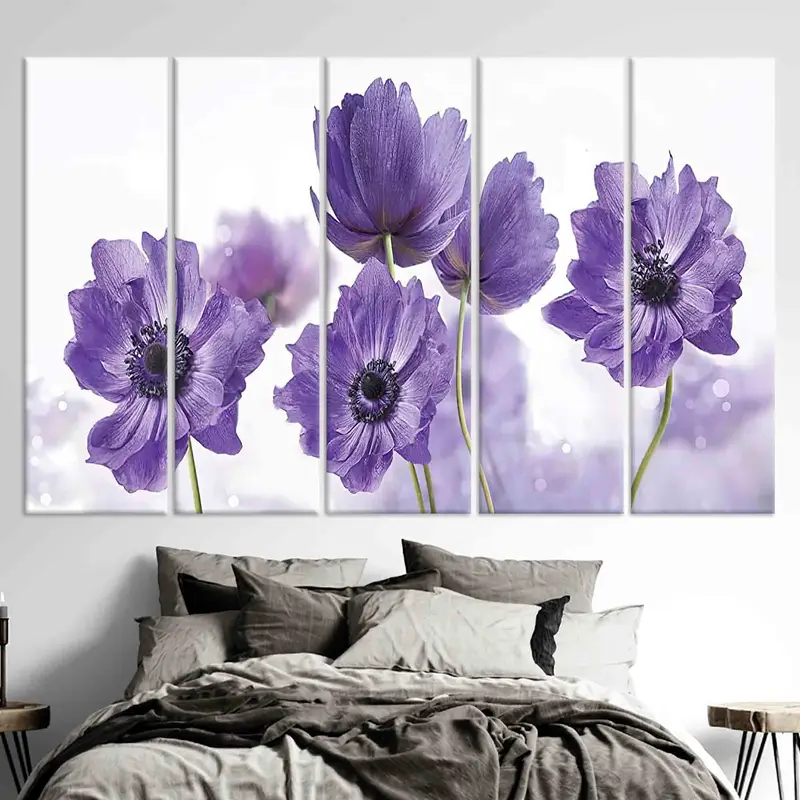 Canvas Wall Art, Purple Flower Wall Art, Living Room Decor, Purple Canvas, Modern Wall Art, Abstract Flower Poster, Personalized Gift, - 4