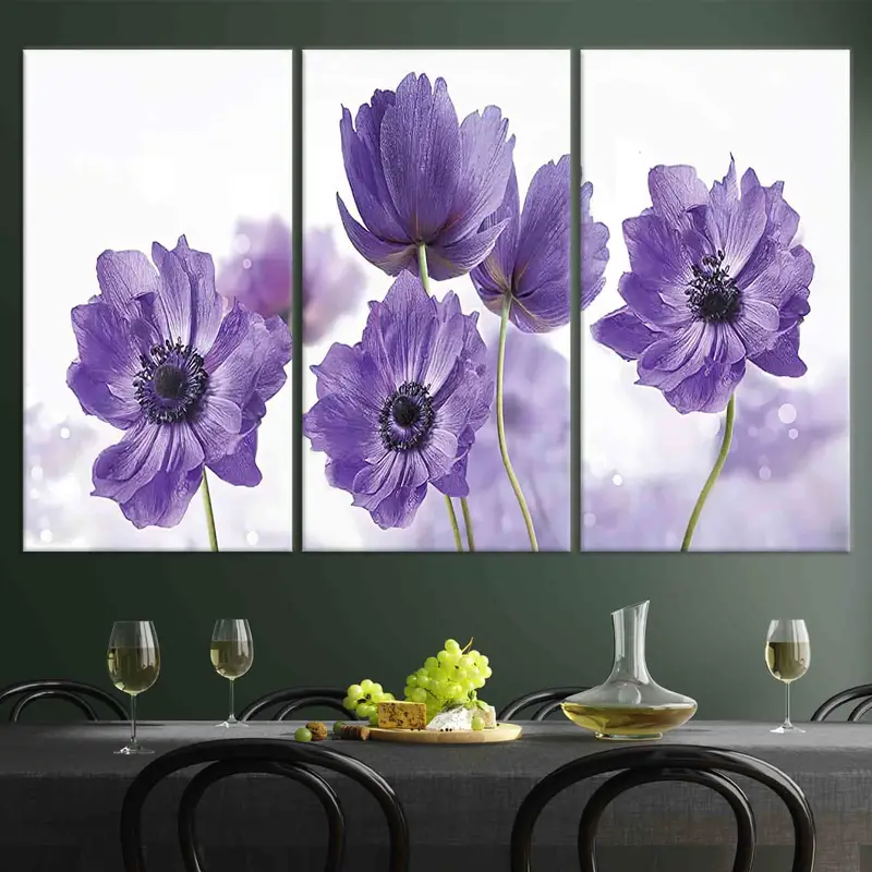 Canvas Wall Art, Purple Flower Wall Art, Living Room Decor, Purple Canvas, Modern Wall Art, Abstract Flower Poster, Personalized Gift, - 3