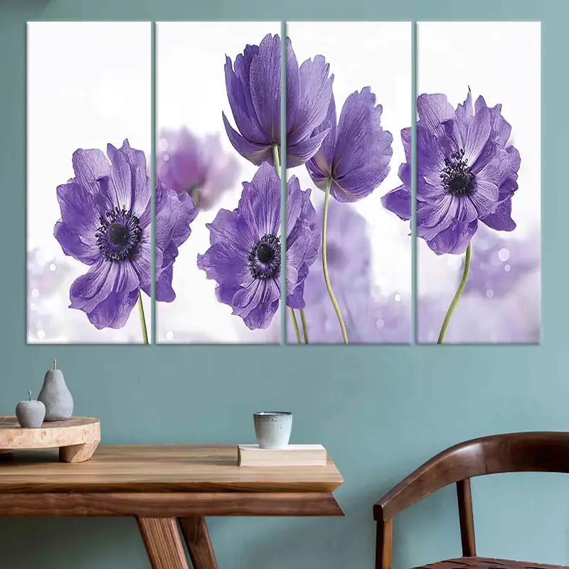 Canvas Wall Art, Purple Flower Wall Art, Living Room Decor, Purple Canvas, Modern Wall Art, Abstract Flower Poster, Personalized Gift, - 7