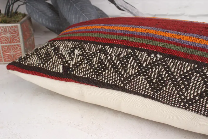 Antique Pillows, Office Chair Cushion Case, Pillow Cover, 12x20 Red Pillow Case, Boho Pillow, Christmas Cushion Cover, Throw Kilim Pillow - 7