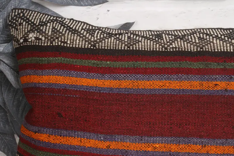 Antique Pillows, Office Chair Cushion Case, Pillow Cover, 12x20 Red Pillow Case, Boho Pillow, Christmas Cushion Cover, Throw Kilim Pillow - 2