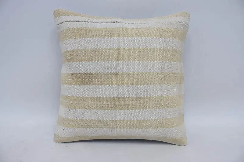 Kleiner quadratischer Vintage Euro Sham, Geschenk 14x14 Zoll TexturedBeige Kissenbezug aus Wolle - 1