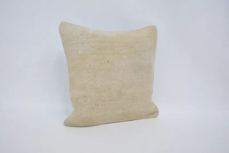Cotton Cushion Cover, Boho Pillow Sham Cover, Cushion, Vintage Kilim Throw Pillow, 14x14 Beige Cushion, Kilim Pillow Cover - 3