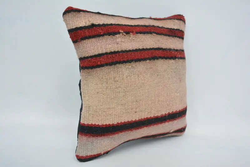 Turkish Kilim Pillow, Decorative Bolster Pillow Case, Cozy Throw Pillow Cover, Cushion, Kilim Pillow, Vintage Pillow, 12x12 Beige Cushion Cover - 3