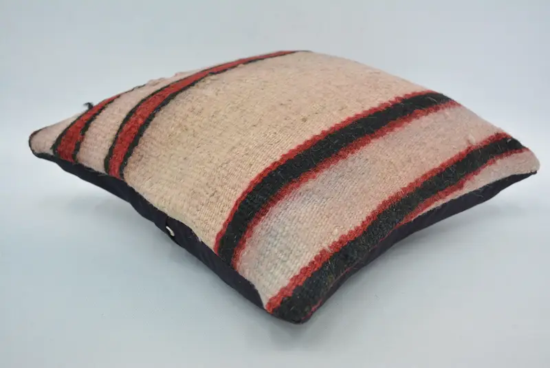 Turkish Kilim Pillow, Decorative Bolster Pillow Case, Cozy Throw Pillow Cover, Cushion, Kilim Pillow, Vintage Pillow, 12x12 Beige Cushion Cover - 6