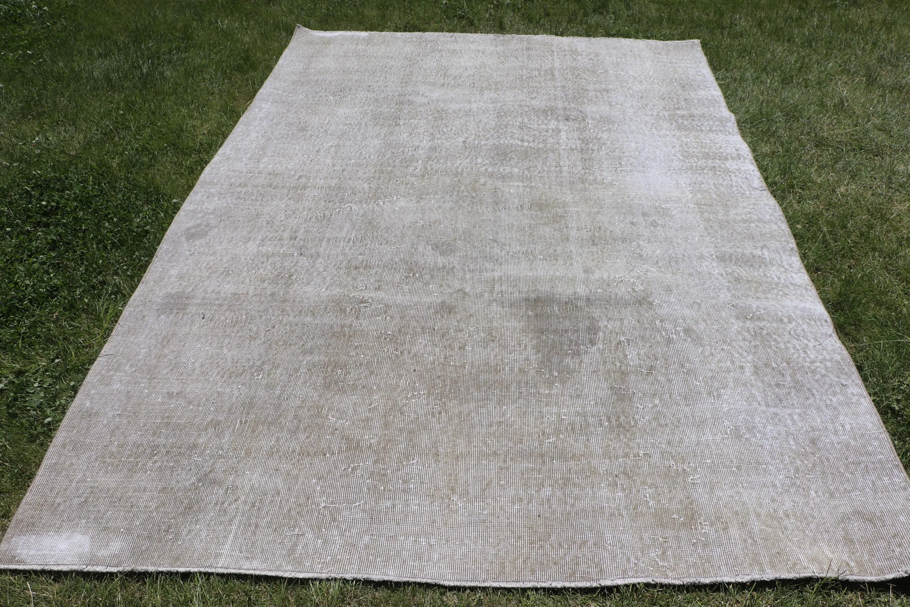 6.1x8.7 ft Vintage Türk Halısı, Büyük Halı, Gri Yün Halı - 1