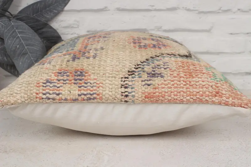 Nomadic Pillow Sham, Interior Designer Pillow, Ethnical Kilim Rug Pillow, Pillow Sham, Pillow for Sofa, 14x14 Blue Pillow Cover - 5