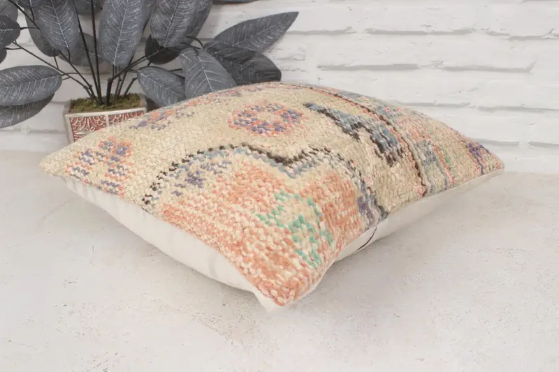 Nomadic Pillow Sham, Interior Designer Pillow, Ethnical Kilim Rug Pillow, Pillow Sham, Pillow for Sofa, 14x14 Blue Pillow Cover - 6