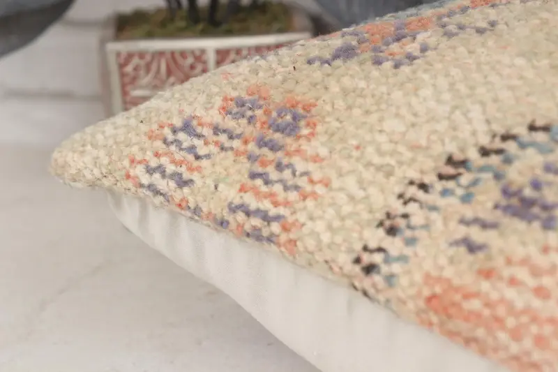 Nomadic Pillow Sham, Interior Designer Pillow, Ethnical Kilim Rug Pillow, Pillow Sham, Pillow for Sofa, 14x14 Blue Pillow Cover - 7