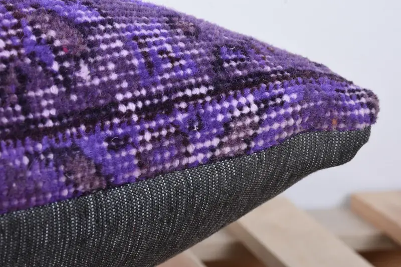 Pillow Sham, Knitted Pillow, One Of A Kind Cushion Cover, 12x24 Purple Pillow Case, Vintage Pillow, Antique Pillows, Gift Pillow, Accent Cushion - 7