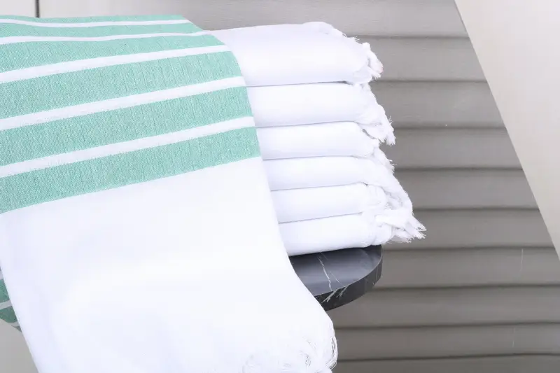 Turkish Towel Beach Monogrammed Green Cotton, 40x71 Inches