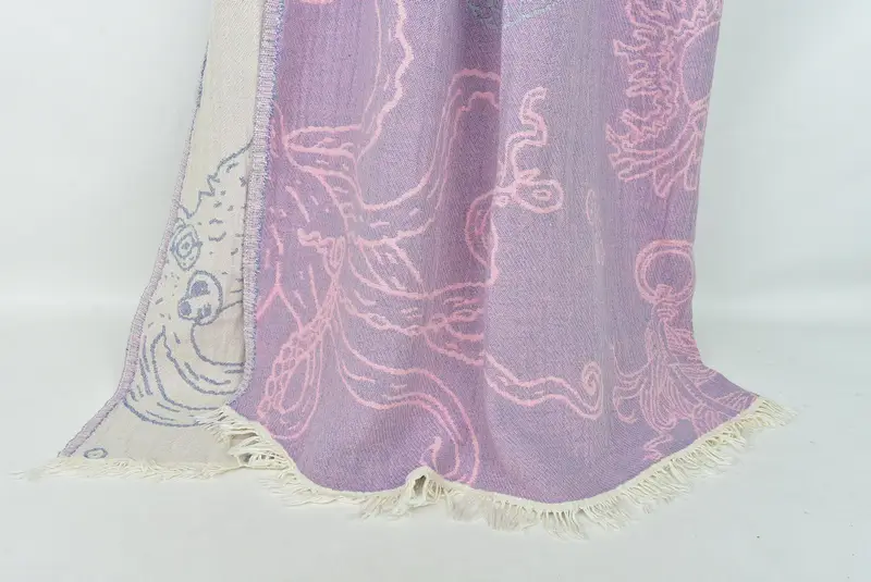 Girl Trip Party Gunst, Brautjungfergeschenk, 88x60 Baumwollmeerkreaturen und Meeresjungfrau -Designtuch, gewebte Decke, dekorative Decke, Hochzeitsbevorzugungen - 2