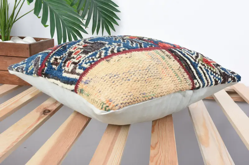 Kilim Pillow Cover, Ethnic Throw Cushion, Pillow for Sofa, 16x16 Blue Pillow Sham, Pillow Sham, Toss Pillow, Boho Pillow Sham Cover - 6