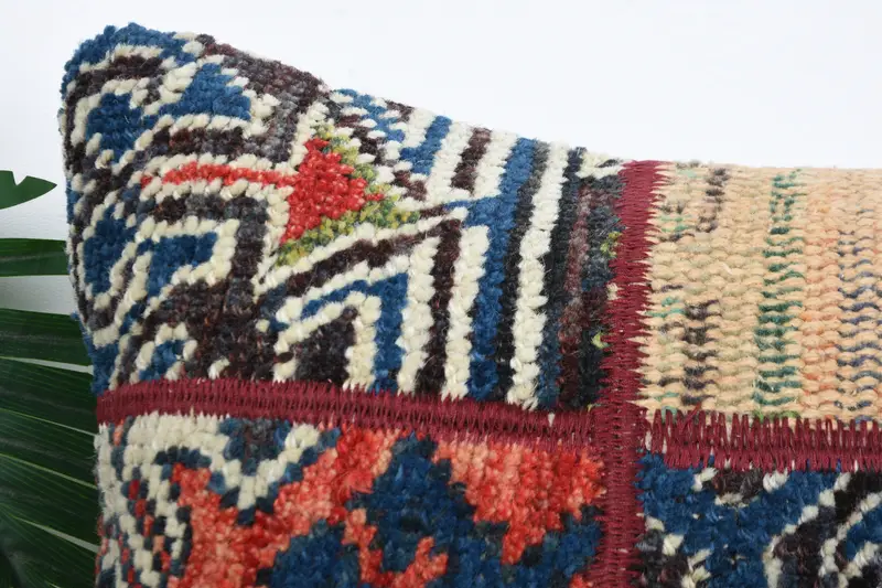 Kilim Pillow Cover, Ethnic Throw Cushion, Pillow for Sofa, 16x16 Blue Pillow Sham, Pillow Sham, Toss Pillow, Boho Pillow Sham Cover - 2