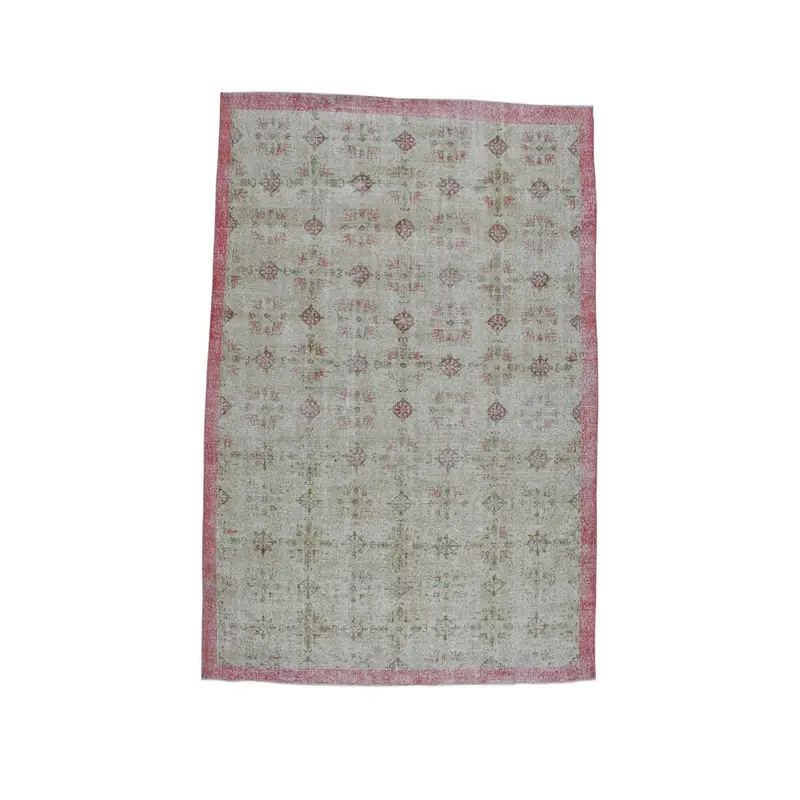 Vintage Turkish Oushak Rug 7.3x10.8 ft (222x328 cm), Gray Abstract Wool Rug - 1