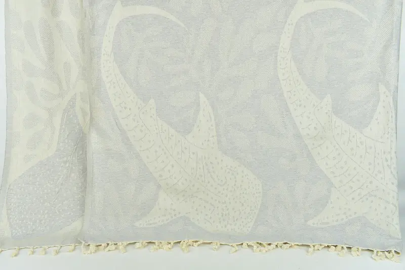 Turkish Blanket, Bachelorette Favor, Bridal Shower Gift, 100x92 Cotton Whale Design Towel, Beach Wedding Favor, Custom Wedding Gifts, Organic Throw - 1
