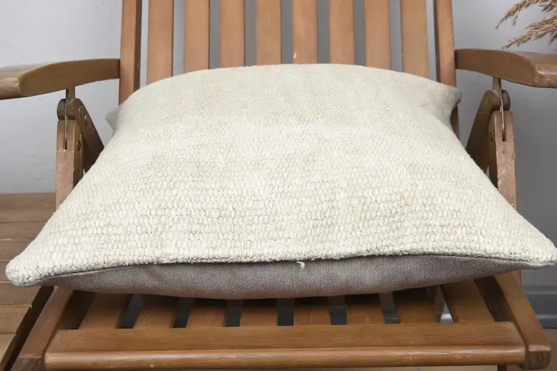 Pillow for Couch, Armchair Cushion, 20x20 Beige Cushion Cover, Cushion Case, Handmade Kilim Cushion, Ethnical Kilim Rug Pillow - 5