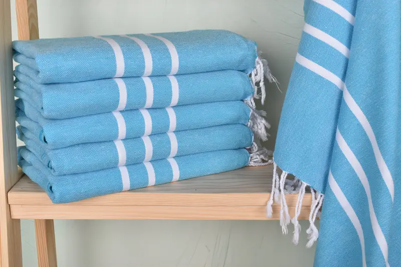 Personalized Turkish Towel Turquoise Striped Beach Towel 40x71 Inches