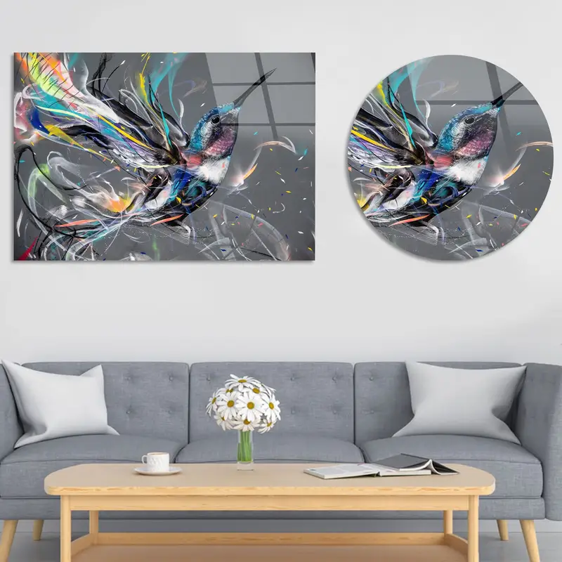モダンで豪華な抽象鳥キャンバスプリント - トレンディなウォールアート