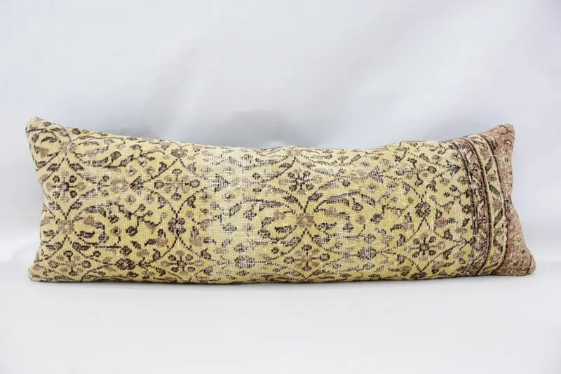 Vintage Antique Euro Sham, Beige 16x48 inch Cushion Case, Sunroom Pillow Case - 1