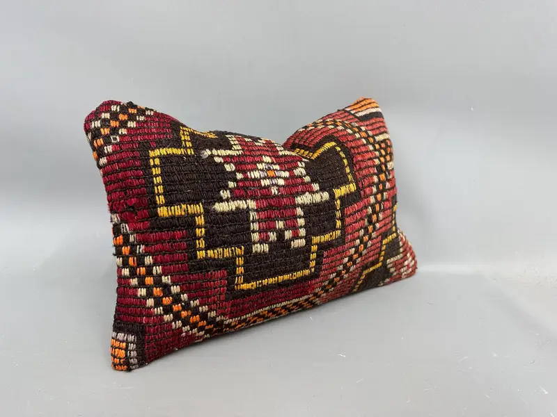 12x20 Red Cushion Case, Pastel Pillow, Vintage Pillow, Interior Designer Pillow, Handwoven Pillow Case, Turkish Pillow, Pillow - 2