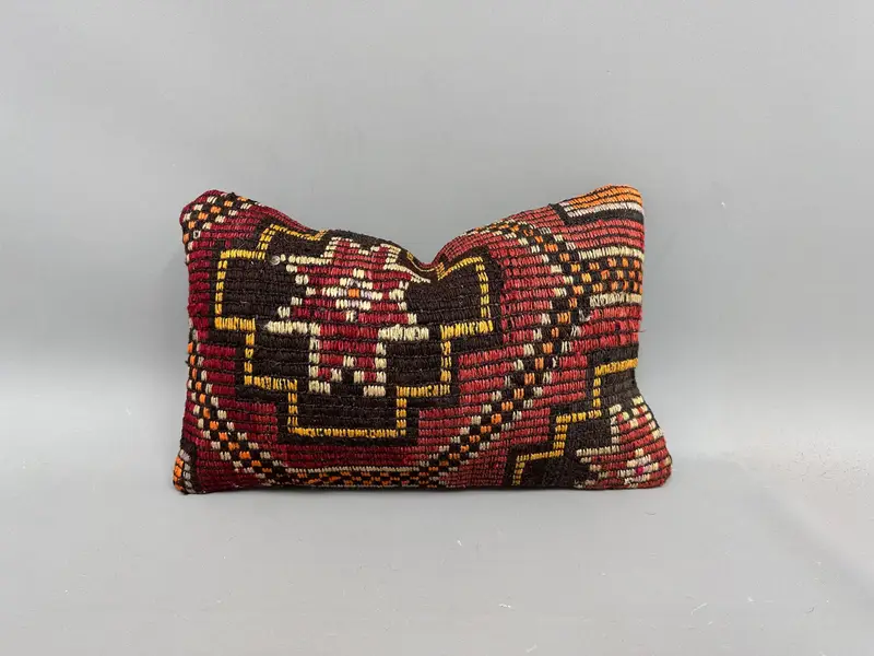 12x20 Red Cushion Case, Pastel Pillow, Vintage Pillow, Interior Designer Pillow, Handwoven Pillow Case, Turkish Pillow, Pillow - 1