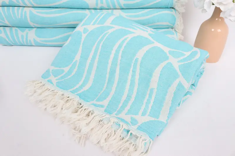 Woven Blanket, Custom Wedding Gifts, Bachelorette Party Favors, Personalized Bridesmaid Gift, Oversized Beach Towel, 70x60 Cotton Fish Design Towel - 4
