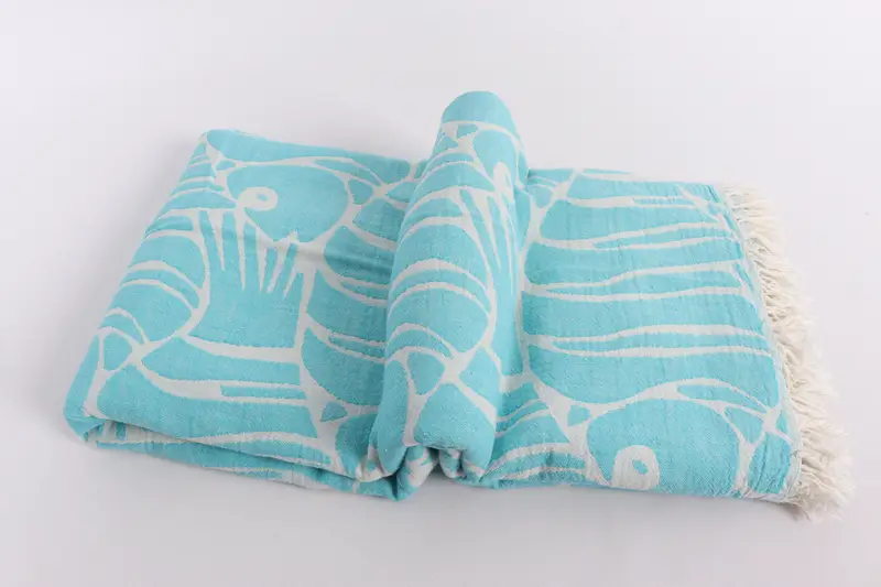 Woven Blanket, Custom Wedding Gifts, Bachelorette Party Favors, Personalized Bridesmaid Gift, Oversized Beach Towel, 70x60 Cotton Fish Design Towel - 6
