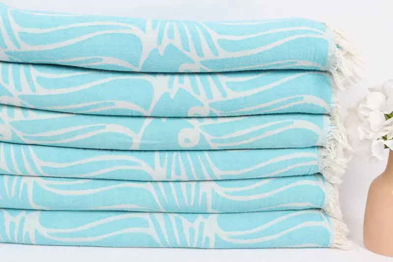 Woven Blanket, Custom Wedding Gifts, Bachelorette Party Favors, Personalized Bridesmaid Gift, Oversized Beach Towel, 70x60 Cotton Fish Design Towel - 3