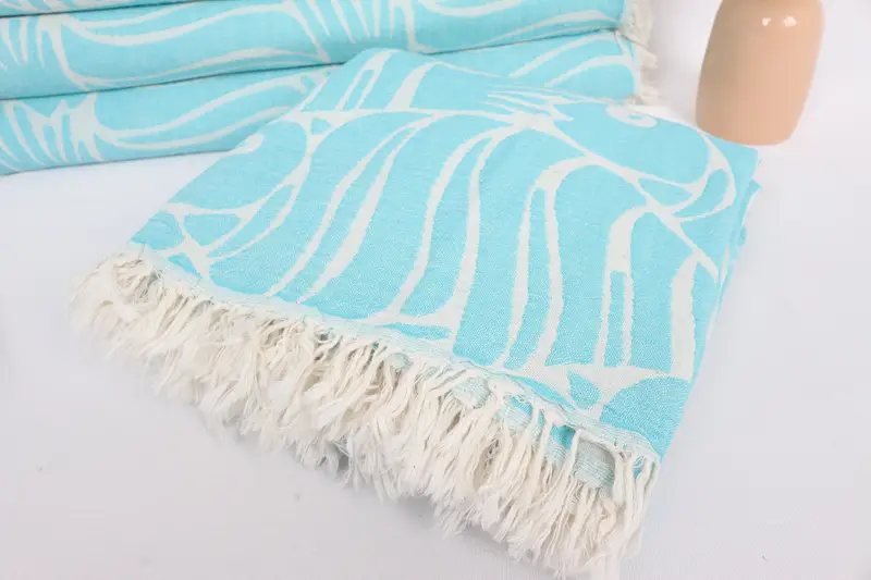 Woven Blanket, Custom Wedding Gifts, Bachelorette Party Favors, Personalized Bridesmaid Gift, Oversized Beach Towel, 70x60 Cotton Fish Design Towel - 5