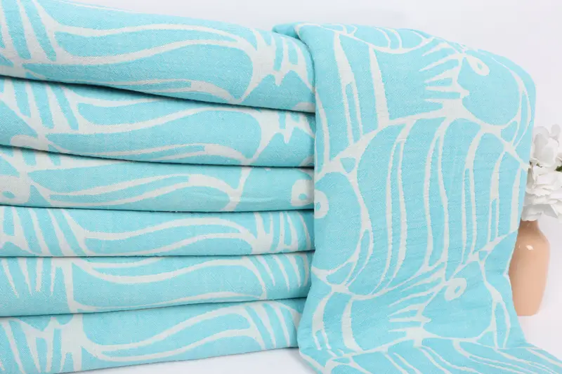 Woven Blanket, Custom Wedding Gifts, Bachelorette Party Favors, Personalized Bridesmaid Gift, Oversized Beach Towel, 70x60 Cotton Fish Design Towel - 2
