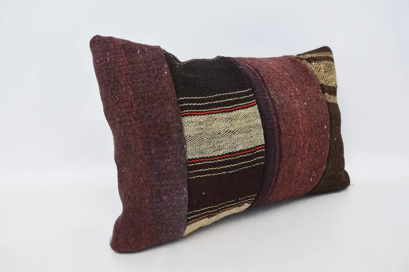 Turkish Bench Pillow Sham, One Of A Kind Pillow Case, Pillow, Home Decor Pillow, Boho Pillow Sham Cover, 16x24 Brown Cushion, Kilim Cushion Sham - 3