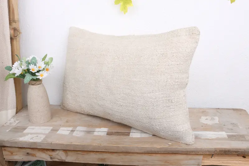 Antique Pillows, Oriental Pillow Case, Vintage Pillow, Boho Pillow Sham Cover, Cushion Cover, 12x20 White Pillow Sham, Patio Pillow Cover - 4