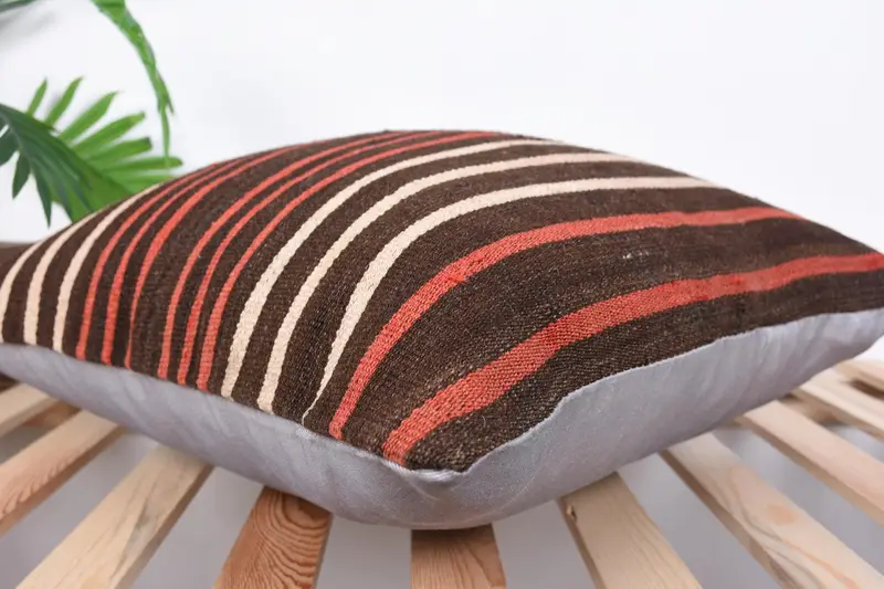 20x20 Brown Cushion, Throw Kilim Pillow, Pillow, Authentic Pillow Sham, Outdoor Patio Cushion, Boho Pillow, Kilim Pillow Cover - 6