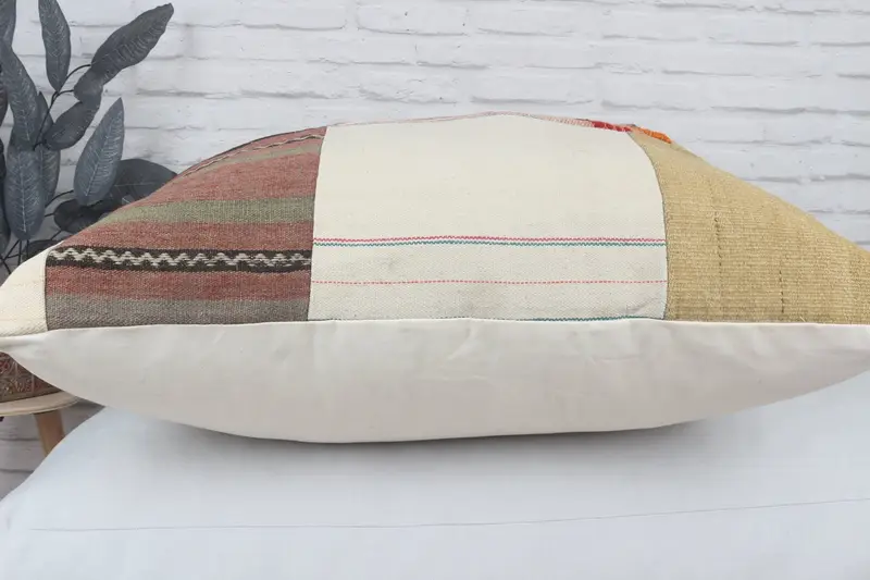 Oriental Pillow, Antique Pillows, Vintage Pillow, Pillow, Outdoor Patio Pillow Case, Boho Pillow, Bright Pillow Cover, 32x32 Beige Cushion - 6