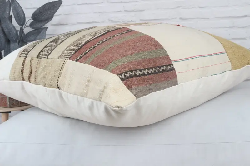 Oriental Pillow, Antique Pillows, Vintage Pillow, Pillow, Outdoor Patio Pillow Case, Boho Pillow, Bright Pillow Cover, 32x32 Beige Cushion - 7