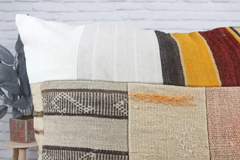 Oriental Pillow, Antique Pillows, Vintage Pillow, Pillow, Outdoor Patio Pillow Case, Boho Pillow, Bright Pillow Cover, 32x32 Beige Cushion - 5