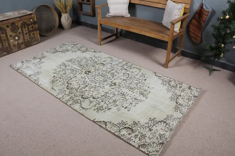 ベージュ サウスウエスタン ラグ、3.7x7.4 フィート エレガントな室内装飾