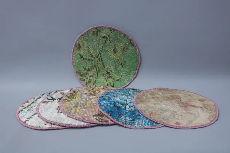 Elegant Blue and Brown Round Placemat, Premium Table Decor