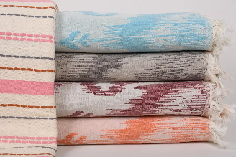 Wedding Favors, Throw Blanket Couch, Gift For Wedding Day, 80x60 Cotton Set of 5 Towel, Bachelorette Party Gifts, Organic Throw, Woven Blanket - 1