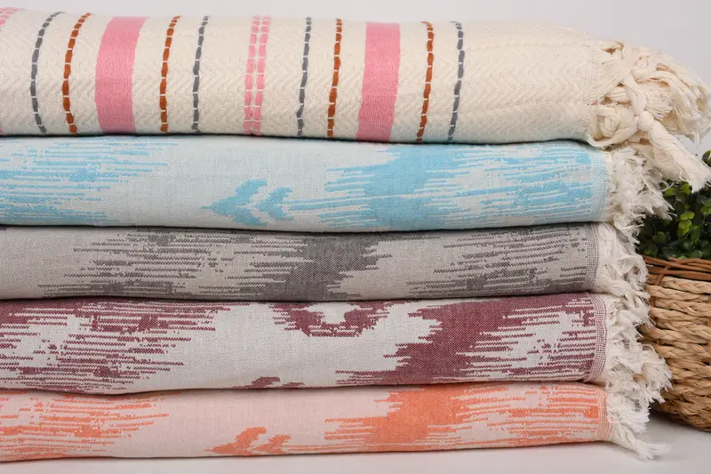 Wedding Favors, Throw Blanket Couch, Gift For Wedding Day, 80x60 Cotton Set of 5 Towel, Bachelorette Party Gifts, Organic Throw, Woven Blanket - 3
