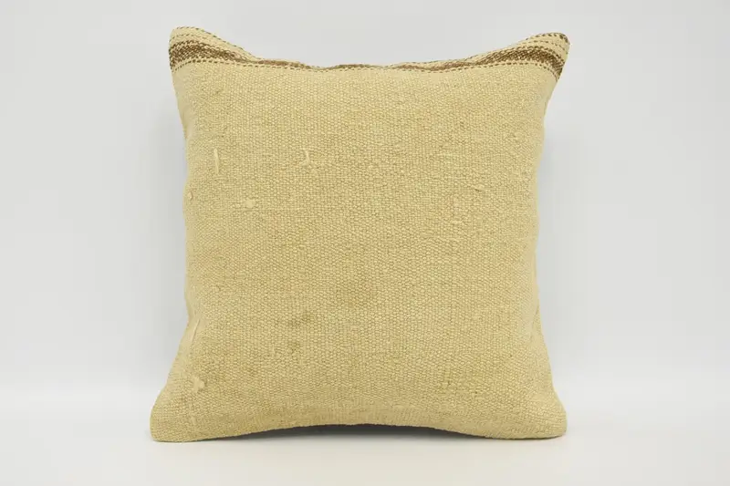 Turkish Beige Southwestern Pillowcase, Moroccan 16x16 inch Saloon Striped Cushion Case - 1